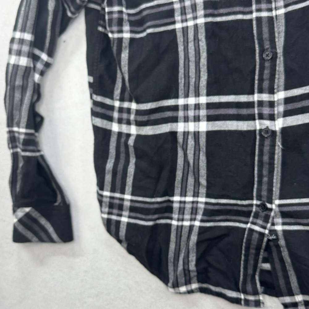 Rails Milo Button Up Shirt Women's Medium Black Ivory Plaid Cowgirl LS **Flaw - Picture 11 of 12